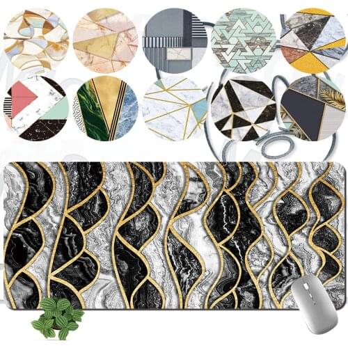 Mouse Pad Large Gaming Gamer Table Mat Anti-slip Omputer Mousepad PU Leather Geometry Pattern Series Mouse Pad XL Keyboard Pad