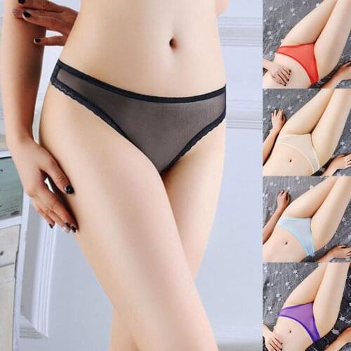 Underwear Mesh Super Thin Sexy Panties Low-rise Thong Transparent Briefs Breathable Lingerie Lace Skin-friendly Soft Underpants