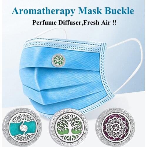 2021 New Aromatherapy Buckle Locket Jewelry Essential Oil Diffuser Locket Brooch Clip Alloy Tree of Life Flower Magnetic Buckles