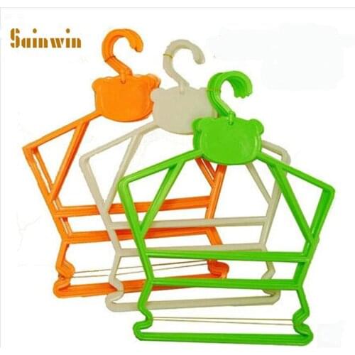 Sainwin 15pcs/lot New Arrival Childen Plastic Hanger Childrens Siamese Clothes hangers For Baby Clothes Racks