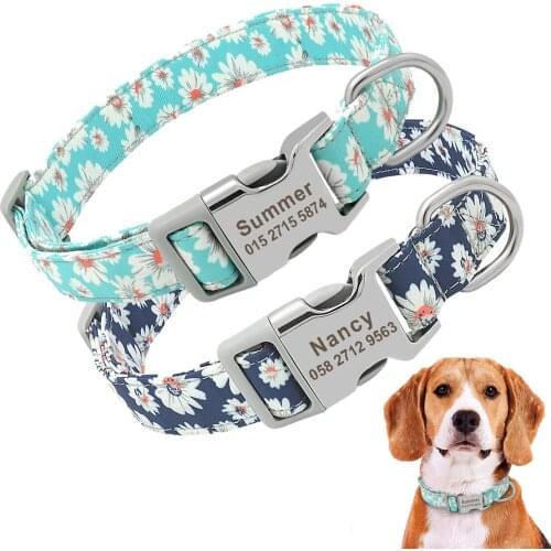 Customized Printed Pet Collar Nylon Dog Collar Personalized ID Name Collars Pet Walking Belt For Small Medium Large Dogs