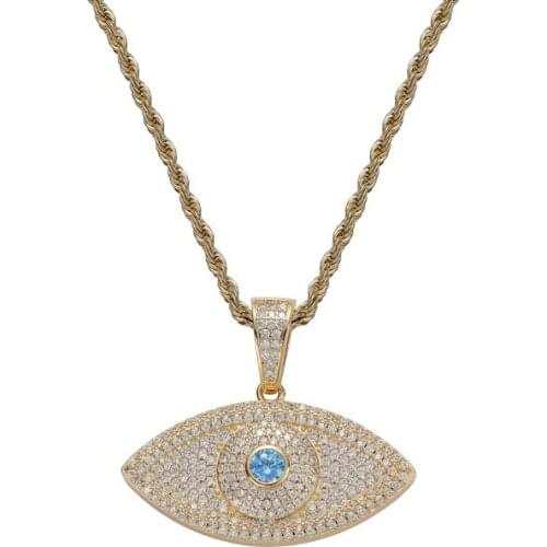 Hip Hop Micro Paved Cubic Zirconia Bling Ice Out Eye of God Pendants Necklaces for Men Women Rapper Jewelry Drop Shipping