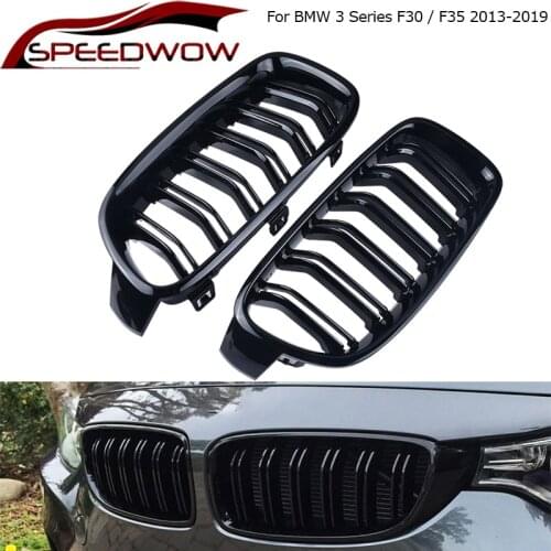 SPEEDWOW 2Pcs Car Front Grille Glossy Black Wide Kidney Grille Grill For BMW 3-Series F30 F35 2013-2019 Car Exterior Parts