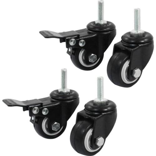 Shopping Wheel Trolley Brake Swivel Caster, 1.5-Inch, Black, 4-Piece