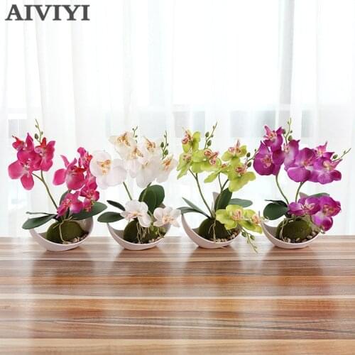 Foreign trade excellent products trigeminal butterfly orchid creative bonsai artificial potted artificial flower home holiday de