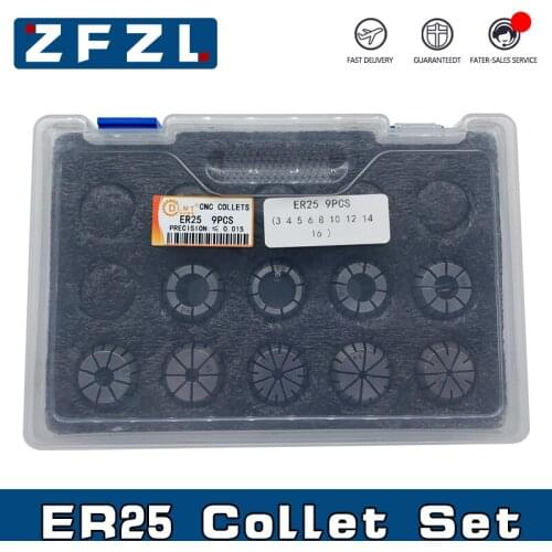 1Set ER25 Spring Chuck Engraving Machine Spindle 9pcs ER25 Collet High Precision 0.015/0.008MM ER Chuck CNC Machining Center