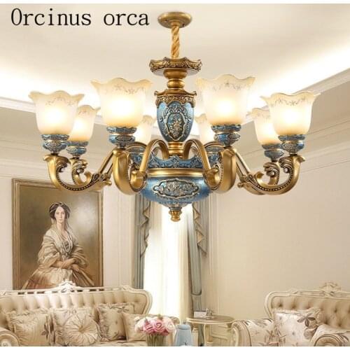 Mediterranean Blue luxury chandelier living room restaurant bedroom European pastoral simple painted resin Chandelier