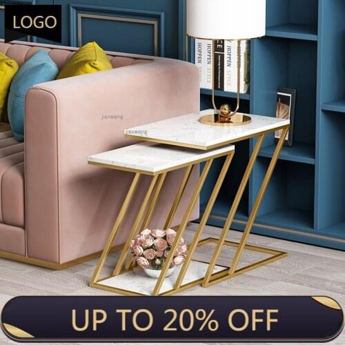 Luxury Marble Home End Tables Modern Bedroom Furniture Sofa Corner Table Living Room Sofa Side Table Metal Small Coffee Table