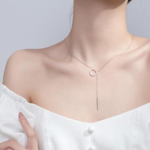 Silver Y-Necklaces 925 Sterling Silver Pendants Necklaces with Bar Pendant