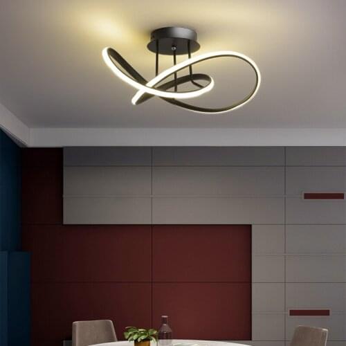 Modern dining LED ceiling lamp villa living room bedroom study Wrought iron lights home indoor lighting black white coffee lamps