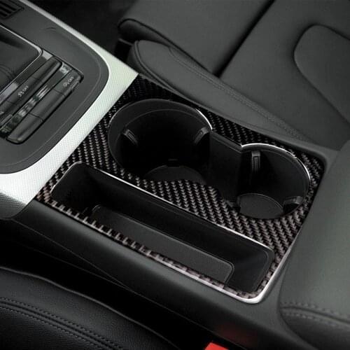 Car Styling Interior Carbon Fiber Water Cup Holder Panel Trim Sticker Decals For Audi A5 A4 B8 2009-2015 Accessories