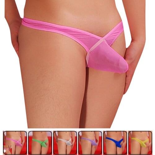Underwear Ultra Thin Gay Sexy Men G String Ice Silk Lift Penis Pouch Underwear Comfortable Transparent Mens Seamless jockstrap