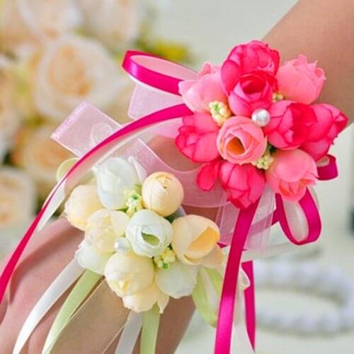 Wedding celebration supplies Korean brides maid of honour wrist flowers Dance and sisters hand flowers