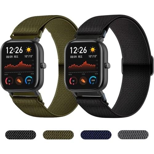 Fabric Elastic Adjustable Straps For Xiaomi Amazfit GTS 2E/GTS 2 Mini GTR 42MM Nylon Solo Loop Band For Amazfit Bip S U Lite Pro