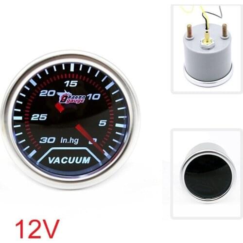 12V Racing Car Modified Gauge 52mm Pointer Vacuum Meter In/hg Vacuum Gauge
