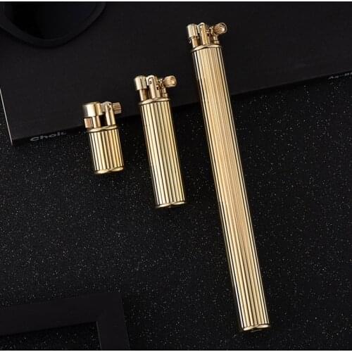 High-end Creative Solid Strip Long Medium and Short Specifications Pure Copper Carved Series Grinding Wheel Kerosene Lighter