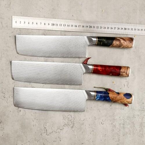 XYj Damascus Kitchen Knife Japanese Nakiri Knives Vegetable Meat Knife Chopper Kitchen Knives Damascus Steel Cleaver Chef Knives