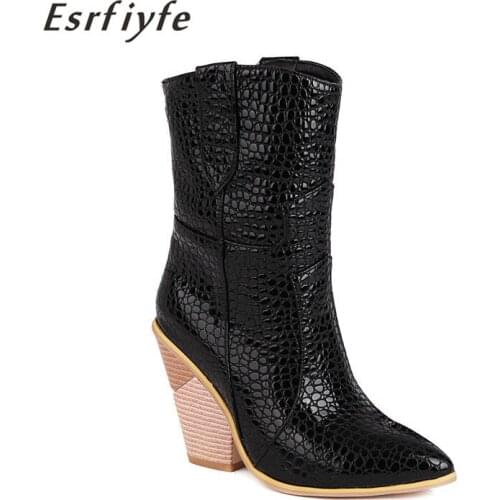 ESRFIYFE 2021 New Fashion Women Ankle Boots Chelsea Boots Autumn Winter Ladies Pointed Toe Sexy High Heels Women Booties Black