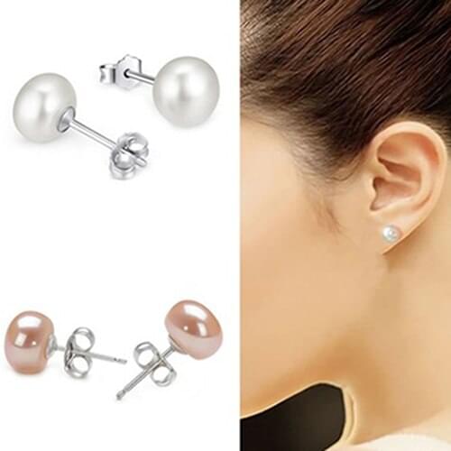 Womens Fashion Faux Pearl Ear Stud Earrings Silver Plated Percing Jewelry Gift
