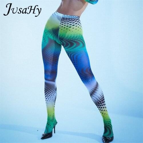 JuSaHy Y2K Autumn Tie Dye Print High Waist Foot Pants for Women Fashion Elastic Body-Shaping Bottom Casual Streetwear New