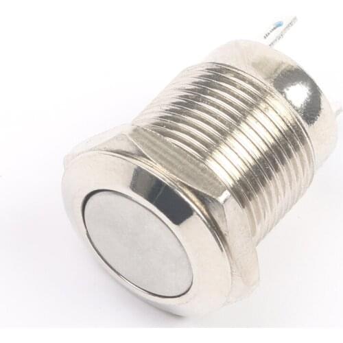 12mm metal push button waterproof nickel plated brass switch momentary self reset 1NO2 pins
