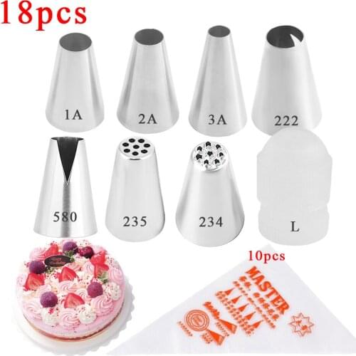 18PCS Flower Grass Icing Piping Lace Nozzles For Decorating Cake Baking Cookie Cupcake Piping Nozzle Stainless Steel Pastry Tips
