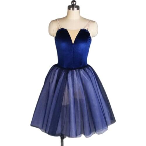 20137 Navy blue velvet bodice dance ballet tutu Romantic dance costumes girl & women stage dance costume ballet tutu