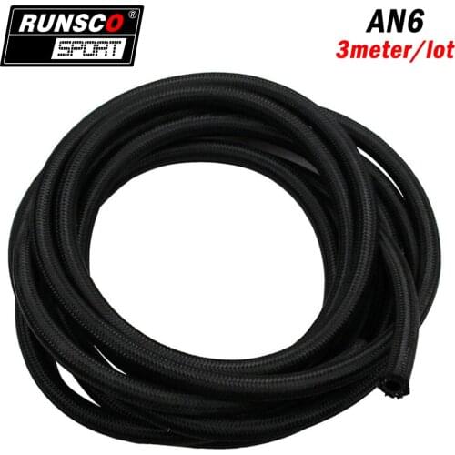 3M/Lot AN6 Nylon Racing Braided Light Weight Oil Fuel Hose Oil Cooler Hose Line Adapter Kit Black Hose