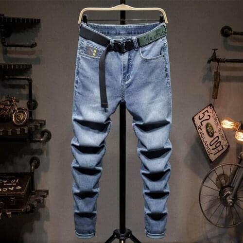 46 44 42 Plus Size Mens Loose Jeans 2021 Summer Thin Fashion Letter Embroidery Casual Denim Harem Pants Oversized Trousers