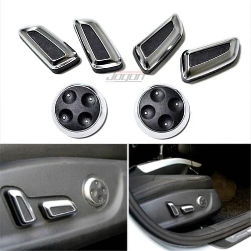 6pcs ABS Chrome Car Seat Adjustment Button Switch Cover Sticker Trim For Audi A3 A4 B8 A5 A6 C7 C6 A7 Q3 Q5 Black & Beige
