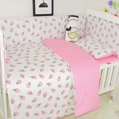 7 Pcs/Set Baby Bedding Set Childrens Cotton Soft Bed Sheet Pillowcase Infant Crib Bumper Newborns Cartoon Cute Stripe Bed Linen