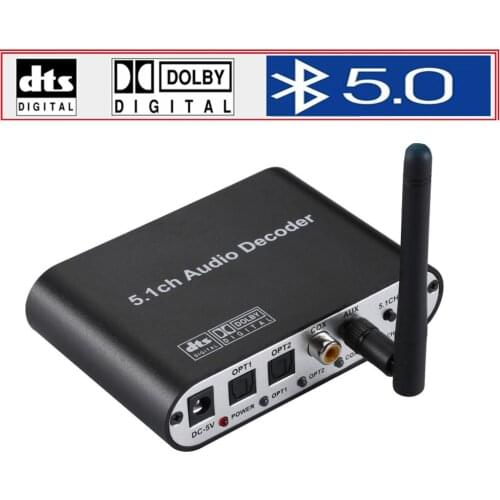 Digital audio decoder DTS Dolby Digital 5.1 Audio Decoder Converter Gear DAC Bluetooth BT 5.0 USB Music Player SPDIF Optical Cox