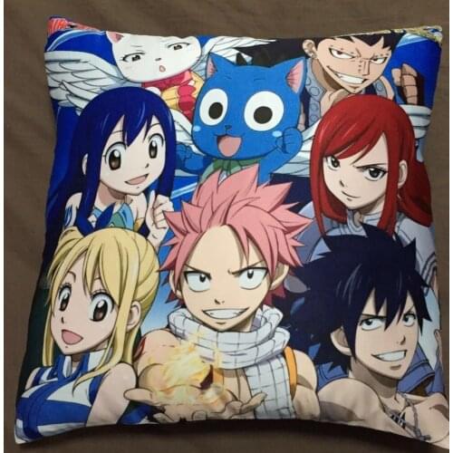 Fairy Tail Etherious Natsu Dragneel END Lucy Happy Anime Double Side Pillowcases Pillow Cushion Case Cover Otaku Cosplay Gift