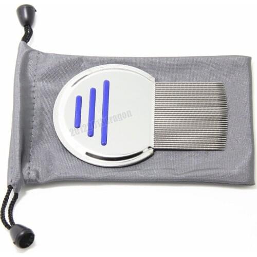 Blue Get down to Nitty gritty Lice Comb Nit Free Kids Hair Rid Headlice stainless steel Metal Teeth remove nit brush with bag