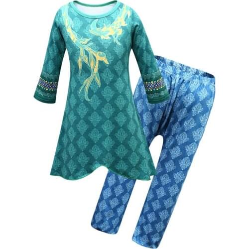 Raya And The Last Dragon Costume For Teen Girl Print Dress Set Summer Kid Frock+Trouser 2PC Outfit Child Cartoon Suit Clothes