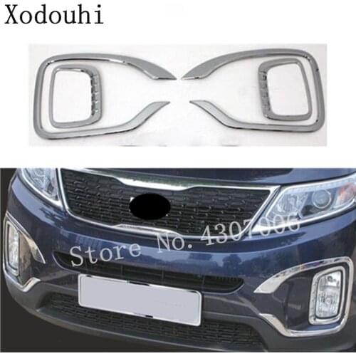 Car Styling cover ABS Chrome lamp front head fog Light Trim frame hoods For Kia Sorento 2013 2014