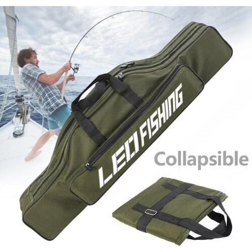 Multifunctional Foldable Fishing Rod Bag with Zipper Fishing Tackle Storage Bag 80*14*20cm Fishing Rod 2 Layer Fishing Bags