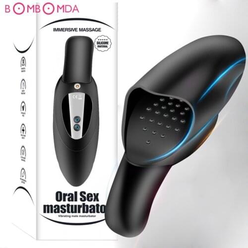Multi-speed Penis Enlarge Pump Vibrator Sex Toy for Men Male Masturbator Penis Delay Trainer Oral Climax Sex Glans Stimulator