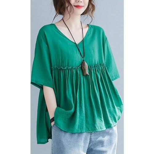 Edible Tree Fungus Fashion Women T Shirts Loose Tops Thin Soft Chiffon Summer T Shirts V-neck All-match Lady Casual T-shirts