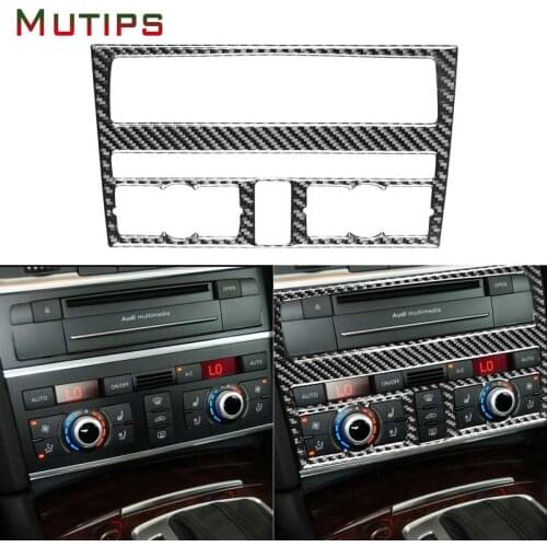 Mutips car CD panel cover central control air conditioning outlet carbon fiber sticker accessories interio for Audi Q7 2008-2015
