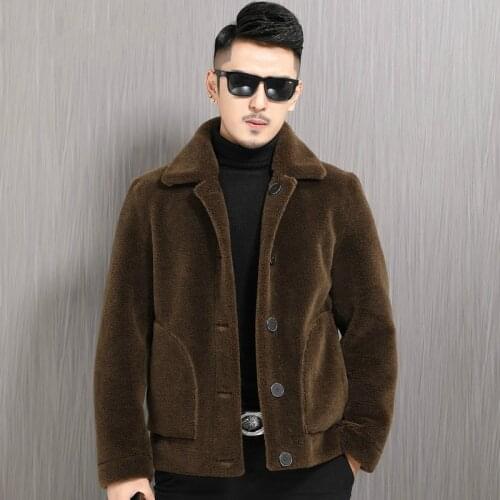 Mens Jacket Real Fur Coat Men Autumn Winter Sheep Shearing 100% Wool Fur Jacket Plus Size Korean Clothes Two Side Wear