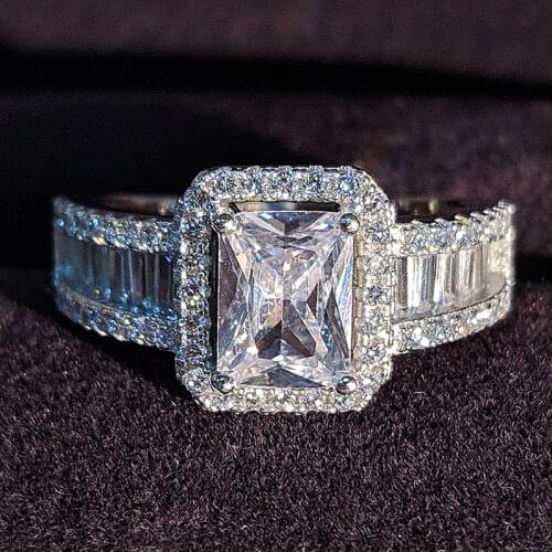 Real original solid real fashion latest design sterling silver AAA zirconia women jewelry engagement ring personalized R4607S