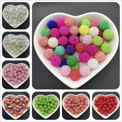 Wholesale 10mm 50pcs Acrylic Beads Bayberry Beads Round Loose Beads Fit Europe Beads For Jewelry Making DIY Accessories
