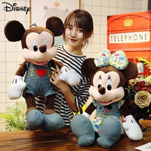 Disney Kawaii Mickey Mouse Minnie Plush Dolls Pillow Animal Stuffed Toys Birthday Gift For Kid Cute Cartoon Princess Cotton Doll