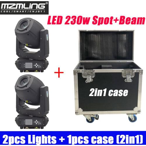 2PCS Lights + 1PCS Case 3in1 Led 230w Spot/Beam Light DMX512 Moving Head Light DJ/Bar /Party /Show /Stage Light Stage Machine
