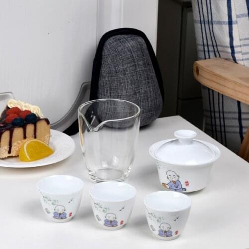 Portable Chinese Kungfu Ceramic Travel Tea Set Express Cup Carrying Bag Gaiwan Tea Cups of Tea Ceremony Teacup Fine Gift
