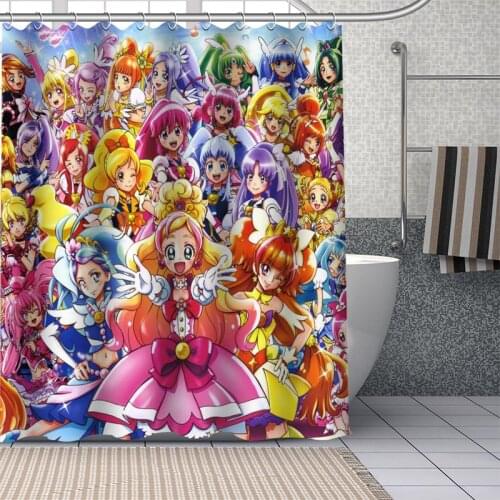 Hot Sale Custom Smile Precure Shower Curtains DIY Bathroom Curtain Fabric Washable Polyester for Bathtub Art Decor