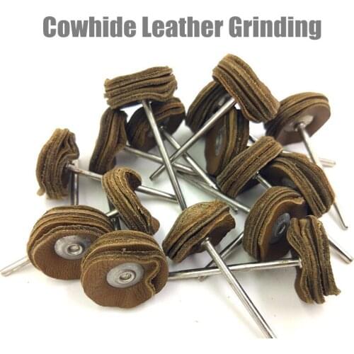 10ps/Lot 2.35mm 5 Layers Cowhide Leather Grinding Heads Mill Tool Amber Bright Mirror Polish Pad Wheel Disk Jade Carving