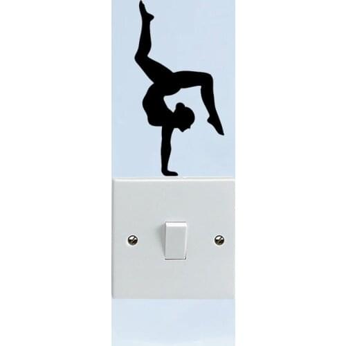 Sport Girl Gymnast Yoga Vinyl Door Home Wall Stickers Switch Decals 5WS1300