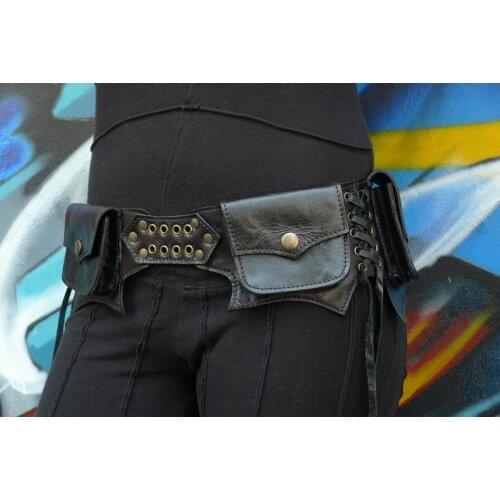 Medieval renaissance adult Viking Knight pirate cosplay leather vintage pocket belt clothing bag